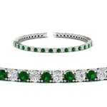 Load image into Gallery viewer, 6-Carat-Round-Diamond-Tennis-Bracelet-With-Green-Emerald-In-White-Gold-FDBRC8635ROGEMGRANGLE2-6.00_20CT-NL-WG