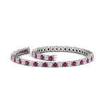 Load image into Gallery viewer, 6-Carat-Round-Diamond-Tennis-Bracelet-With-Pink-Sapphire-In-White-Gold-FDBRC8635ROGSADRPIANGLE4-6.00_20CT-NL-WG