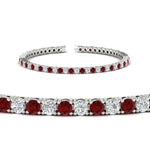 Load image into Gallery viewer, 6-Carat-Round-Diamond-Tennis-Bracelet-With-Red-Ruby-In-White-Gold-FDBRC8635ROGRUDRANGLE2-6.00_20CT-NL-WG
