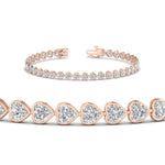 Load image into Gallery viewer, 7-60-ct-bezel-tennis-bracelet-heart-shaped-diamond-in-rose-gold-fdbrc10581htangle2-7-60-ct-nl-rg