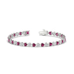 Load image into Gallery viewer, 7-60-ct-bezel-tennis-bracelet-heart-shaped-diamond-with-pink-sapphire-in-white-gold-fdbrc10581htgsadrpiangle2-7-60-ct-nl-wg