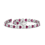 Load image into Gallery viewer, 7-60-ct-bezel-tennis-bracelet-heart-shaped-diamond-with-pink-sapphire-in-white-gold-fdbrc10581htgsadrpiangle2-7-60-ct-nl-wg