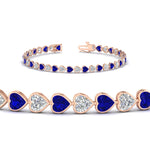 Load image into Gallery viewer, 7-60-ct-bezel-tennis-bracelet-heart-shaped-diamond-with-sapphire-in-rose-gold-fdbrc10581htgsablangle2-7-60-ct-nl-rg