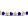 Load image into Gallery viewer, 7-60-ct-bezel-tennis-bracelet-heart-shaped-diamond-with-sapphire-in-rose-gold-fdbrc10581htgsablangle2-7-60-ct-nl-rg