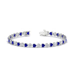 Load image into Gallery viewer, 7-60-ct-bezel-tennis-bracelet-heart-shaped-diamond-with-sapphire-in-white-gold-fdbrc10581htgsablangle2-7-60-ct-nl-wg