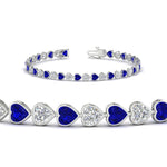 Load image into Gallery viewer, 7-60-ct-bezel-tennis-bracelet-heart-shaped-diamond-with-sapphire-in-white-gold-fdbrc10581htgsablangle2-7-60-ct-nl-wg