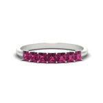 Load image into Gallery viewer, 7-pink-sapphire-princess-cut-1-ct-wedding-band-in-white-gold-fdwb179prgsadrpisleep-1.00ct-nl-wg.jpg