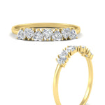 Load image into Gallery viewer, 7-stone-beautiful-heart-diamond-wedding-band-in-yellow-gold-FD9600HTBANGLE3-0.75_20CT-NL-YG