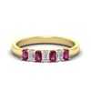 Load image into Gallery viewer, 7-stone-emerald-cut-pink-sapphire-wedding-band-in-yellow-gold-fdwb8008emgsadrpisleep-0.70ct-nl-yg?v=1773989039