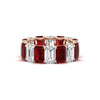 Load image into Gallery viewer, 8-carat-emerald-cut-diamond-eternity-band-with-ruby-in-rose-gold-FD-EWB10850GRUDR-8CT-NL-RG.jpg?v=1771408992