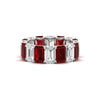 Load image into Gallery viewer, 8-carat-emerald-cut-diamond-eternity-band-with-ruby-in-white-gold-FD-EWB10850GRUDR-8CT-NL-WG.jpg?v=1771405861
