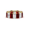 Load image into Gallery viewer, 8-carat-emerald-cut-diamond-eternity-band-with-ruby-in-yellow-gold-FD-EWB10850GRUDR-8CT-NL-YG.jpg?v=1771405861