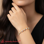 Load image into Gallery viewer, 9-carat-multi-shape-diamond-tennis-bracelet-yellow-gold-fdbrc11544-model