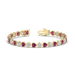 Load image into Gallery viewer, 9-ct-bezel-tennis-bracelet-heart-shaped-diamond-with-pink-sapphire-in-yellow-gold-fdbrc10581htgsadrpiangle2-9-ct-nl-yg