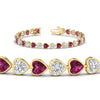 Load image into Gallery viewer, 9-ct-bezel-tennis-bracelet-heart-shaped-diamond-with-pink-sapphire-in-yellow-gold-fdbrc10581htgsadrpiangle2-9-ct-nl-yg