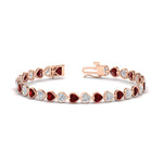 Load image into Gallery viewer, 9-ct-bezel-tennis-bracelet-heart-shaped-diamond-with-ruby-in-rose-gold-fdbrc10581htgrudrangle2-9-ct-nl-rg