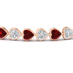 Load image into Gallery viewer, 9-ct-bezel-tennis-bracelet-heart-shaped-diamond-with-ruby-in-rose-gold-fdbrc10581htgrudrangle2-9-ct-nl-rg