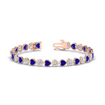 Load image into Gallery viewer, 9-ct-bezel-tennis-bracelet-heart-shaped-diamond-with-sapphire-in-rose-gold-fdbrc10581htgsablangle2-9-ct-nl-rg