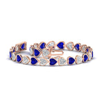 Load image into Gallery viewer, 9-ct-bezel-tennis-bracelet-heart-shaped-diamond-with-sapphire-in-rose-gold-fdbrc10581htgsablangle2-9-ct-nl-rg