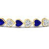 Load image into Gallery viewer, 9-ct-bezel-tennis-bracelet-heart-shaped-diamond-with-sapphire-in-yellow-gold-fdbrc10581htgsablangle2-9-ct-nl-yg