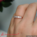 Load image into Gallery viewer, Basket-prong-seven-asscher-cut-1-ct.-anniversary-ring-in-rose-gold-FD10118B-13