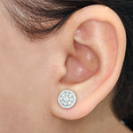 Load image into Gallery viewer, Beautiful_1_Carat_Cluster_Circle_2_Tone_Stud_Earrings_In_White_Gold-FDEAR10842