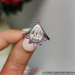 Load image into Gallery viewer, bezel-set-pear-crown-blue-topaz-engagement-ring-in-14k-white-gold-fd1046per