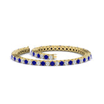 Load image into Gallery viewer, Diamond-Tennis-Bracelet-For-Women-3-Ctw-Blue-Sapphire-In-Yellow-Gold-FDBRC8635ROGSABLANGLE4-3.00_20CT-NL-YG