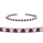 Load image into Gallery viewer, Diamond-Tennis-Bracelet-For-Women-3-Ctw-With-Pink-Sapphire-In-White-Gold-FDBRC8635ROGSADRPIANGLE2-3.00_20CT-NL-WG