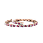 Load image into Gallery viewer, Diamond-Tennis-Bracelet-For-Women-3-Ctw-With-Pink-sapphire-With-Pink-sapphire-In-Rose-Gold-FDBRC8635ROGSADRPIANGLE4-3.00_20CT-NL-RG