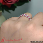 Load image into Gallery viewer, Double-row-diamond-eternity-ring-1-ct-with-pink-sapphire-in-14k-white-gold-FD11378B-14