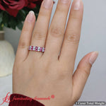 Load image into Gallery viewer, Double-row-diamond-eternity-ring-1-ct-with-pink-sapphire-in-14k-white-gold-FD11378B-16
