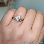 Load image into Gallery viewer, Emerald-Cut-Bar-Baguette-3-Stone-Lab-Diamond-Engagement-Ring-In-FDENS100RANGLE-YG