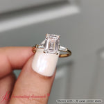 Load image into Gallery viewer, Emerald-Cut-Bar-Baguette-3-Stone-Lab-Diamond-Engagement-Ring-In-FDENS100R-YG