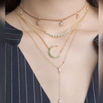 Load image into Gallery viewer, half-moon-necklace-diamond-pendant-in-FDPD9197ANGLE1-NL-YG