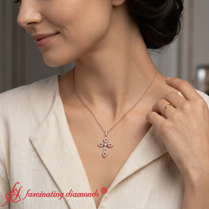 Milgrain Antique Cross Diamond Pendant