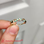 Load image into Gallery viewer, Infinity-diamond-wedding-promise-band-with-emerald-in-14k-yellow-gold-FD1122B-5
