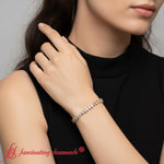 Load image into Gallery viewer, Mixed-Diamond-Cut-Tennis-Bracelet-yellow-gold-fdbrc10433-model