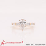 Load image into Gallery viewer, Pear Thin Band Engagement Ring With Baguette