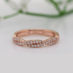 Load image into Gallery viewer, Petite-Twisted-Vine-Stacking-Diamond-Ring-In-14K-Rose-Gold-FD8233B-SR