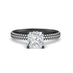 Load image into Gallery viewer, Princess-cut-triple-row-underhalo-pave-engagement-ring-in-black-gold-fd11557prr-nl-bg.jpg