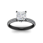 Load image into Gallery viewer, Princess-cut-triple-row-underhalo-pave-engagement-ring-in-black-gold-fd11557prr-nl-bg.jpg