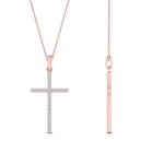 Load image into Gallery viewer, Simple-diamond-cross-pendant-in-rose-gold-FD-PD10797ANGLE2-NL-RG