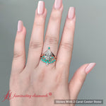 Load image into Gallery viewer, TiaraPearBezelEmeraldLabDiamondWeddingRingSetIn18KRoseGold-FD9670-8?v=1761911422