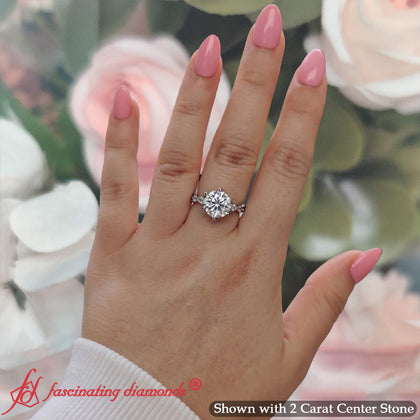 Tulip Setting Round Diamond Engagement Ring