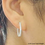 Load image into Gallery viewer, U_Prong_Diamond_Hoop_Earring_In_White_Gold-FDEAR10803