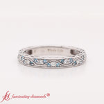 Load image into Gallery viewer, VintageLookingPaveLabDiamondRingWithBlueTopazIn18kWhiteGold-FDENS3543B-3