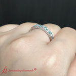 Load image into Gallery viewer, VintageLookingPaveLabDiamondRingWithBlueTopazIn18kWhiteGold-FDENS3543B