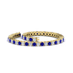 Load image into Gallery viewer, Womens-Diamond-Tennis-Bracelet-5-Carat-With-Blue-Sapphire-In-Yellow-Gold-FDBRC8635ROGSABLANGLE4-5.00_CT-NL-YG