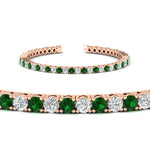 Load image into Gallery viewer, Womens-Diamond-Tennis-Bracelet-5-Carat-With-Green-Emerald-In-Rose-Gold-FDBRC8635ROGEMGRANGLE2-5.00_CT-NL-RG